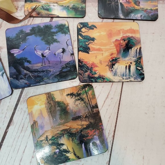 Enhance Your Home Décor with a Set of 6 Decorative Coasters Featuring Beautiful - Picture 10 of 12